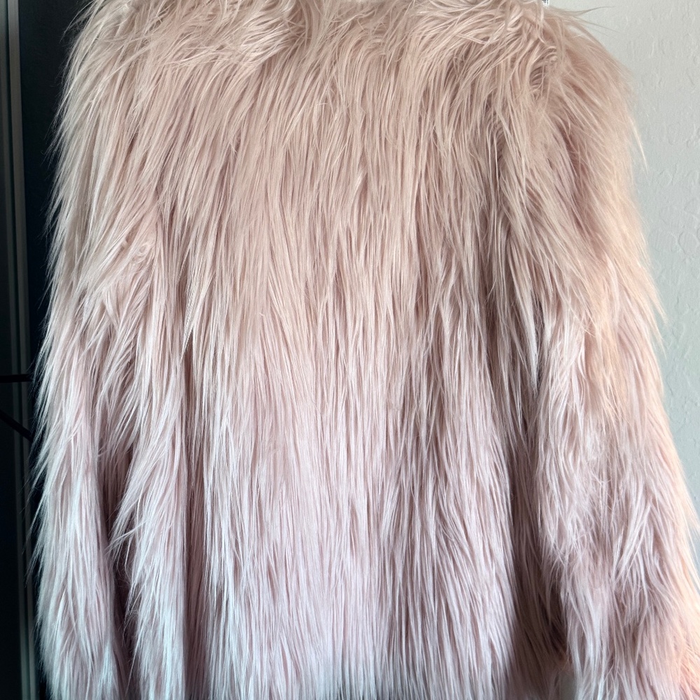 Ladakah X Urban Outfitters baby pink fur coat